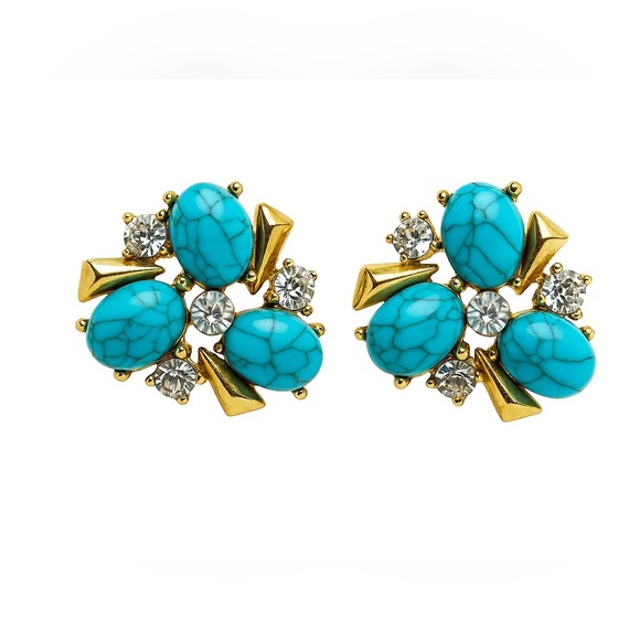 Zara Jewelry - Elegant Turquoise and Gold Cluster Earrings